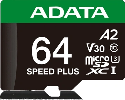 Флеш карта microSDXC 64GB A-Data UD64GUI3V30A2SP-RA1 Speed Plus V30 A2 + adapter
