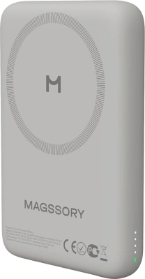 Мобильный аккумулятор Magssory PBN013t 10000mAh QC/PD 15W 3A USB-C беспров.зар. титановый