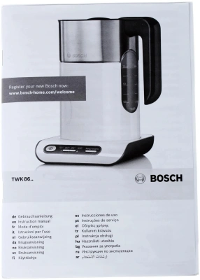 Чайник электрический Bosch TWK8613P 1.5л. 2400Вт черный/серебристый корпус: пластик/металл