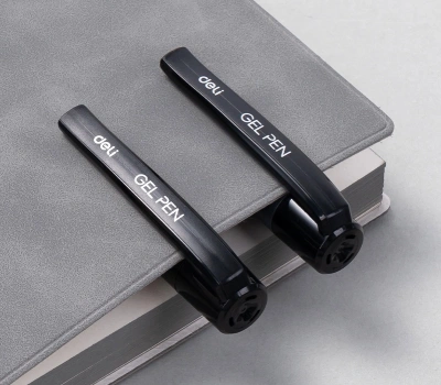 Ручка гелев. Deli EG159-BK ассорти d=1.0мм черн. черн. резин. манжета