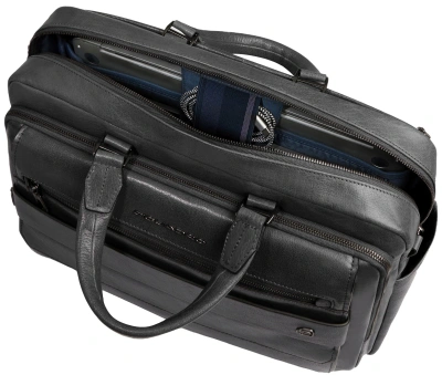 Деловая сумка мужская Piquadro Solm CA7025S141/N с отделением для ноутбука 14" черная натур.кожа