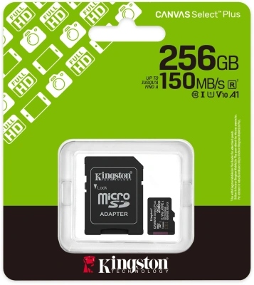 Флеш карта microSDXC 256GB Kingston SDCS3/256GB Canvas Select Plus V10 A1 + adapter