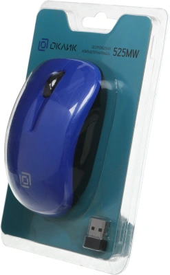 Мышь Оклик 525MW черный/синий оптическая 1000dpi беспров. USB для ноутбука 3but (1090723)