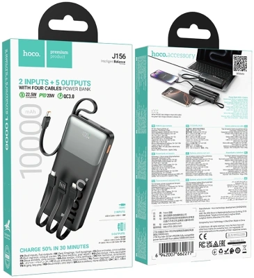 Мобильный аккумулятор Hoco J156 Founder 10000mAh QC3.0/PD3.0 22.5W 3A черный (62277)