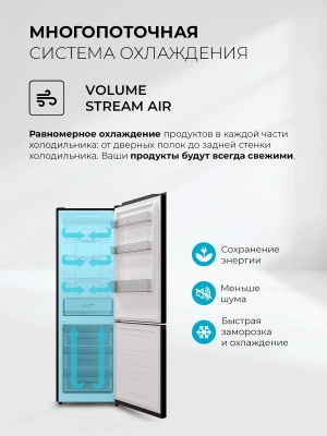 Холодильник Lex LKB350DRID 2-хкамерн. темно-серый глянц. инвертер