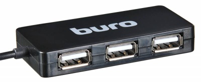 Разветвитель USB 2.0 Buro BU-HUB4-U2.0-Slim 4порт. черный