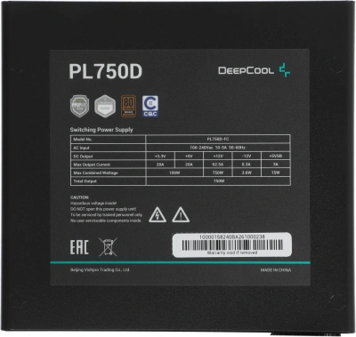 Блок питания Deepcool ATX 750W PL750D 80+ bronze (20+4pin) APFC 120mm fan 8xSATA RTL