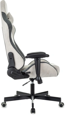 Кресло игровое Knight Regal Fabric светло-серый/серый искусственная замша крестов. металл