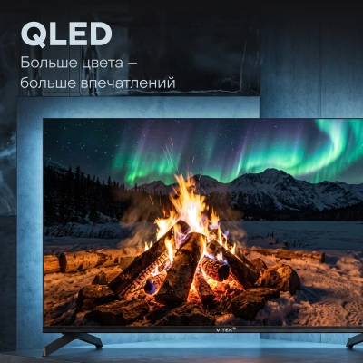 Телевизор QLED Vitek 43" VT-43QUBS500 Google TV Frameless черный 4K Ultra HD 60Hz MEMC DVB-T DVB-T2 DVB-C DVB-C2 DVB-S DVB-S2 USB WiFi Smart TV