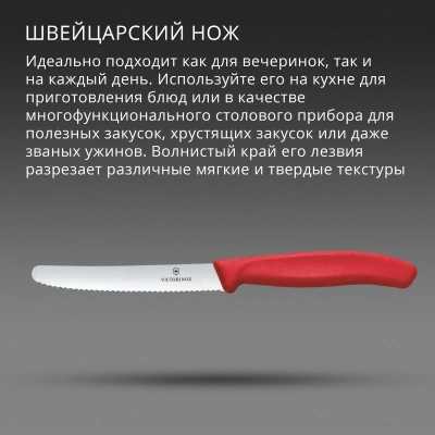 Нож кухонный Victorinox Swiss Classic (6.7831.C1) стальной столовый для овощей лезв.110мм серрейт. заточка красный