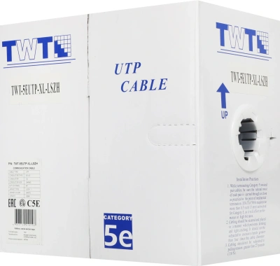 Кабель информационный Lanmaster TWT-5EUTP-XL-LSZH кат.5E UTP 4 пары 24AWG LSZH внутренний 305м белый
