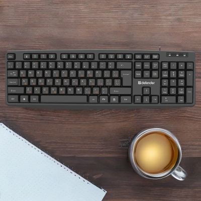 Клавиатура Defender HB-164 черный USB (45164) кабель 1.8м