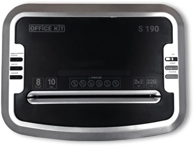 Шредер Office Kit S190 (2х2) черный (секр.P-7) фрагменты 7лист. 20лтр.