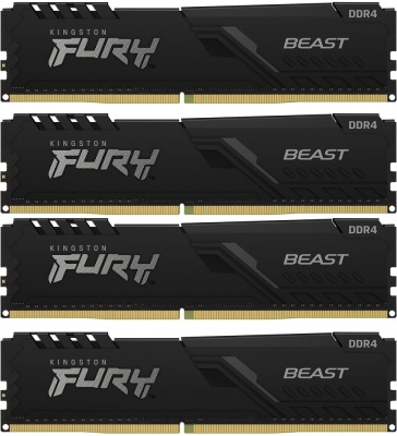 Память DDR4 4x32GB 3200MHz Kingston KF432C16BBK4/128 Fury Beast Black RTL Gaming PC4-25600 CL16 DIMM 288-pin 1.35В dual rank с радиатором Ret