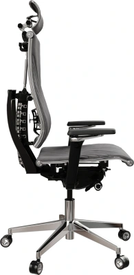 Кресло руководителя эргономичное Метта Yoga 4DF B2-12D - GoyaLE темно-серый сиденье темно-серый велюр с подголов. крестов.5-луч. металл хром