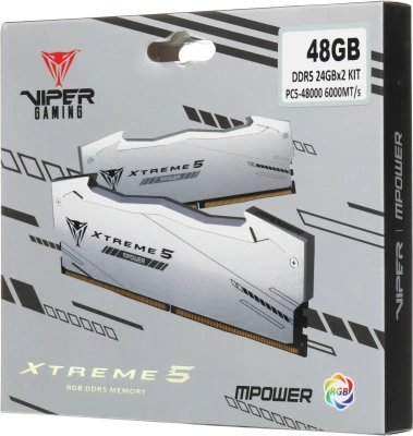 Память DDR5 2x24GB 6000MHz Patriot PVXR548G60C30KM Viper Xtreme 5 RGB RTL Gaming PC5-48000 CL30 DIMM UDIMM 288-pin 1.35В с радиатором Ret