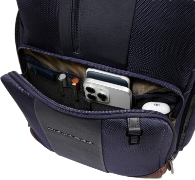 Рюкзак мужской Piquadro Brief2 CA4439BR2BM/BLUCU темно-синий/коричневый нейлон/натур.кожа
