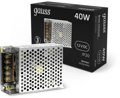 Блок питания Gauss 202003040 встраив. для лен.светод. черный