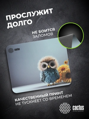 Коврик для мыши Cactus Owl gray рисунок 300x250x3мм (CS-MPC-D12M)