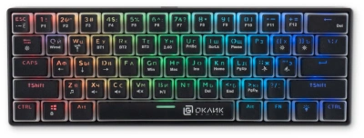 Клавиатура Оклик K763W механическая черный USB беспроводная BT/Radio Multimedia for gamer LED (1920548) кабель 1.5м