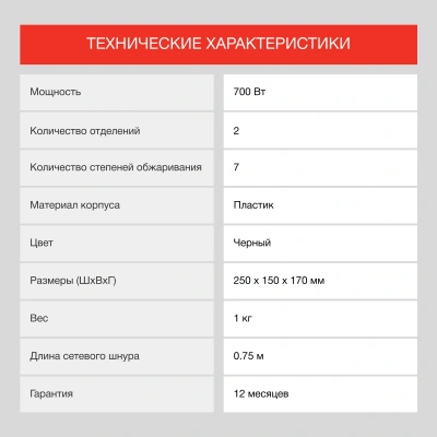 Тостер Starwind ST7002 700Вт черный