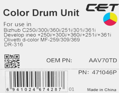 Драм-юнит Cet CET471046P (DR-316/AAV70TD) для Konica Minolta Bizhub C250i/C300i/C360i (упак.:105000шт)
