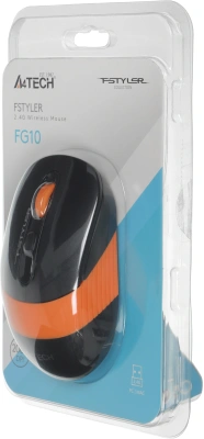 Мышь A4Tech Fstyler FG10 черный/оранжевый оптическая 2000dpi беспров. USB 4but (FG10 ORANGE)