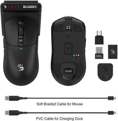Мышь A4Tech Bloody R72 Ultra Duo черный оптическая 20000dpi беспров. USB/USB-C 7but