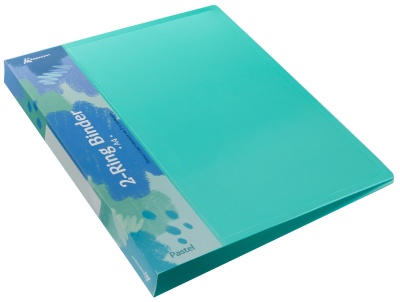 Папка на 2-х кольцах Бюрократ Пастель PAST0812/2RGRN A4 пластик 0.5мм кор.27мм торц.карм с бум. встав мятный