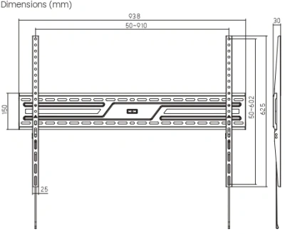 Кронштейн для телевизора Ultramounts UM824F черный 43"-100" макс.75кг настенный фиксированный