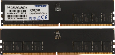 Память DDR5 2x16GB 4800MHz Patriot PSD532G4800K Signature RTL Gaming PC5-38400 CL40 DIMM UDIMM 288-pin 1.1В Ret