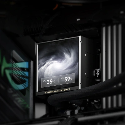 Система водяного охлаждения Thermalright Peerless Vision 360 UB ARGB Soc-AM5/AM4/1200/1700/1851 черный 4-pin 27dB Al LCD Ret (P-VISION-UB-360-BL-ARGB)
