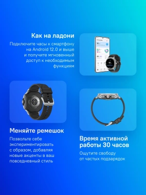 Смарт-часы Samsung Galaxy Watch 8 Classic LTE 46мм 1.34" Super AMOLED корп.серебристый рем.черный (SM-L505FZKACAU)