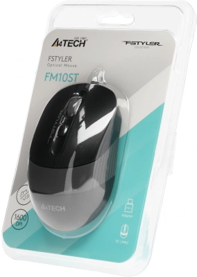 Мышь A4Tech Fstyler FM10ST серый/черный оптическая 1600dpi silent USB для ноутбука 3but (FM10ST GREY)