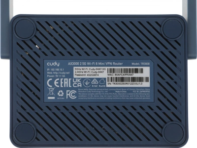 Маршрутизатор Cudy TR3000 AX3000 10/100/1000/2500BASE-T синий