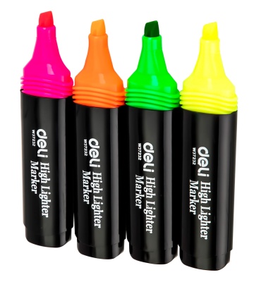 Набор текстовыделителей Deli E37232 Delight скошенный пиш. наконечник 1-5мм колпачок с клипом 4цв. пакет с европодвесом (4шт.)