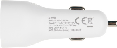 Автомобильное зар./устр. Hama H-183317 30W 3A (PD) USB Type-C для Apple белый (00183317)