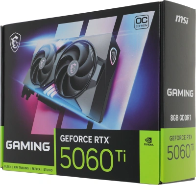 Видеокарта MSI PCI-E 5.0 RTX 5060 TI 8G GAMING OC NVIDIA GeForce RTX 5060TI 8Gb 128bit GDDR7 2647/28000 HDMIx1 DPx3 HDCP Ret