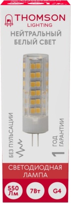 Лампа светодиодная Thomson TH-B4208 7Вт цок.:G4 капсул. 220B св.свеч.бел.нейт. (упак.:1шт)