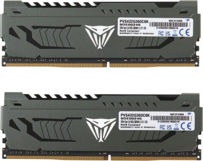 Память DDR4 2x16GB 3600MHz Patriot PVS432G360C8K Viper Steel RTL Gaming PC4-28800 CL18 DIMM UDIMM 288-pin 1.35В single rank с радиатором Ret