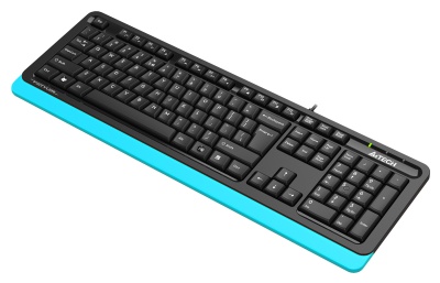 Клавиатура A4Tech FKS10 черный/синий USB (подставка для запястий) (FKS10 BLUE) кабель 1.5м
