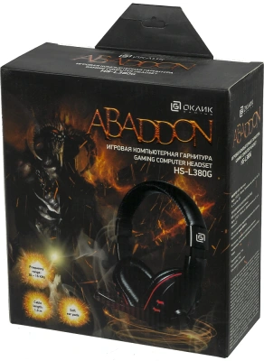Наушники с микрофоном Оклик HS-L380G ABADDON черный/красный 1.8м мониторные оголовье (1100404)