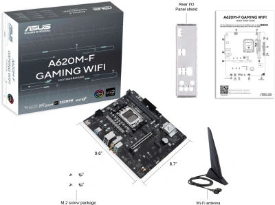 Материнская плата Asus A620M-F GAMING WIFI Socket AM5 AMD A620 2xDDR5 mATX AC`97 8ch(7.1) 2.5Gg RAID+HDMI