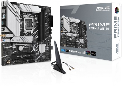 Материнская плата Asus PRIME B760M-A WIFI D4 Soc-1700 Intel B760 4xDDR4 mATX AC`97 8ch(7.1) 2.5Gg RAID+HDMI+DP