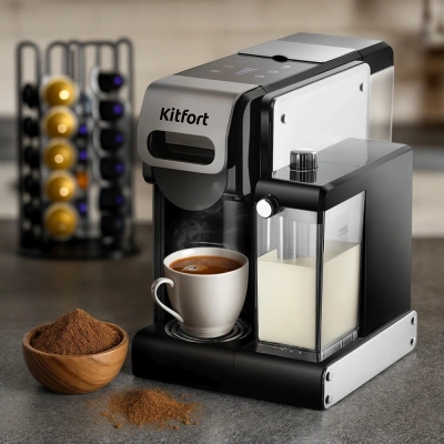 Кофемашина Kitfort КТ-7675 1460Вт фиолетовый/нержавеющая сталь