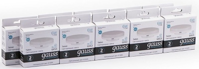 Лампа светодиодная Gauss Elementary GX53 6Вт цок.:GX53 таблетка 220B св.свеч.бел.нейт. (упак.:10шт) (83826)