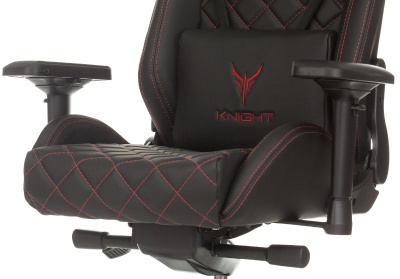 Кресло игровое Knight Titan черный/красный ромбик экокожа с подголов. крестов. металл