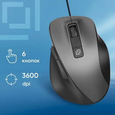 Мышь Оклик 504M черный/серый оптическая 3600dpi silent USB 6but (2004741)