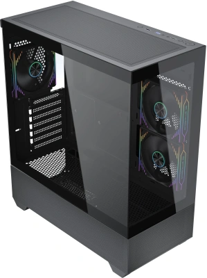 Корпус Accord ACC-EL1B TG черный без БП ATX 2xUSB2.0 1xUSB3.1 audio bott PSU