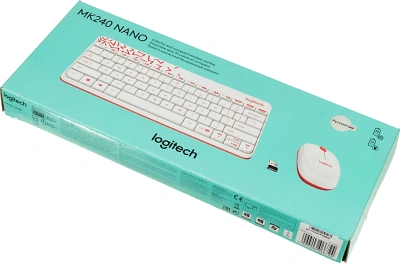 Клавиатура + мышь Logitech MK240 клав:белый/красный мышь:белый/красный USB беспроводная slim Multimedia (920-008160)
